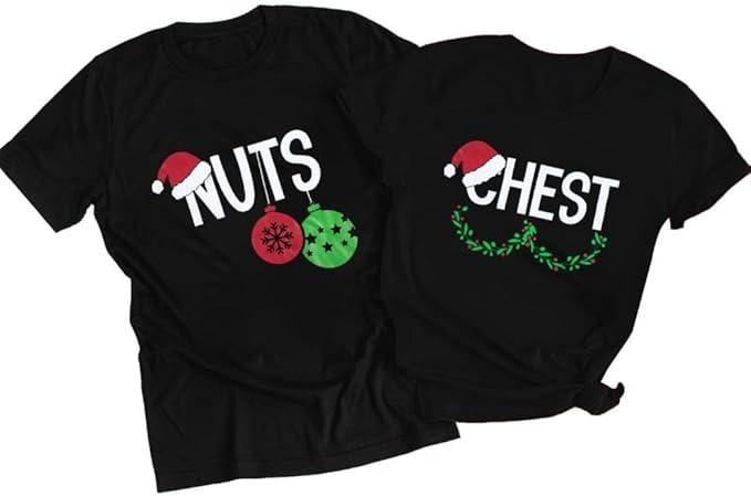 Christmas Couples Shirts Merry Christmas Couples Matching Outfits Xmas Holiday Graphic Short Sleeve Tees Top