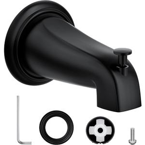 Chrome Slip-On Diverter Tub Spout Compatible with Kohler GP85556-CP | 1/2-Inch Copper Pipe | Diverter Faucet Kit with Plastic Escutcheon Plate & Washer (Black)