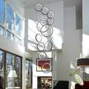 Black Modern Chandelier,Luxury Modern Led Chandelier Dimmable Long Staircase Chandelier for High Ceilings Chandelier Modern,12 Rings Foyer Chandeliers Entryway High Ceiling with Remote Controller