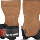 Premium Weight Lifting Grips & Straps for Deadlifts & Powerlifting – Anti-Slip Leather and Rubber Grip with Padded Wrist Wrap Support, Size: Large 7.50"-8.50" Wrist Size