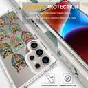 Compatible with Samsung Galaxy S24 Ultra Cases with Design, Cute Transparent Designer Phone Case for Women Girls Girly with Heavy Duty Protective Bumper (Clear Owls Cartoon Animals)