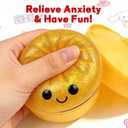 Dumpling Squishies, Glitter Dumpling Mystery Box, 2026 Upgraded Dumplings Stress Balls Fidget Sensory Balls, Squeeze Dough Ball Stress Relief Hand with Food Steamer, Relaxation Gift (Glitter Yellow)