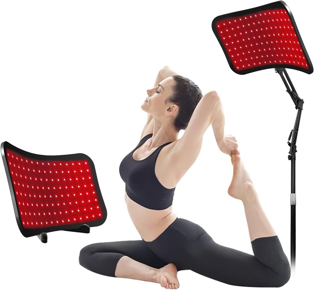 Red Light Therapy Panel with Adjustable Stand,Dual Chip 660nm & 850nm Clinical Grade LED Device for Skin Health, Pain Relief, Recovery & Better Sleep, High Power Red & Near Infrared Light Therapy