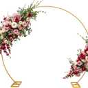 Liacere Wokceer Wedding Arch 7*8FT Round Backdrop Stand Gold Metal Circle Backdrop Stand Circle Balloon Arch Stand Frame for Birthday Party Bridal Shower Anniversary Ceremony Candy Tables Celebration