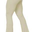 Sunzel Flare Leggings, Crossover Yoga Pants with Tummy Control, High-Waisted and Wide Leg (X-Small, Apricot)