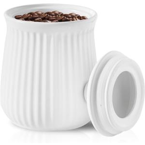 HASENSE Food Storage Containers with Lids, 88 oz Ceramic Food Storage Jar, Airtight Cookie Candy Jar for Coffee Beans, Tea-leave, Sugar, Salt, Flour, Spice, Dog Treat Container, Microwaveable, White