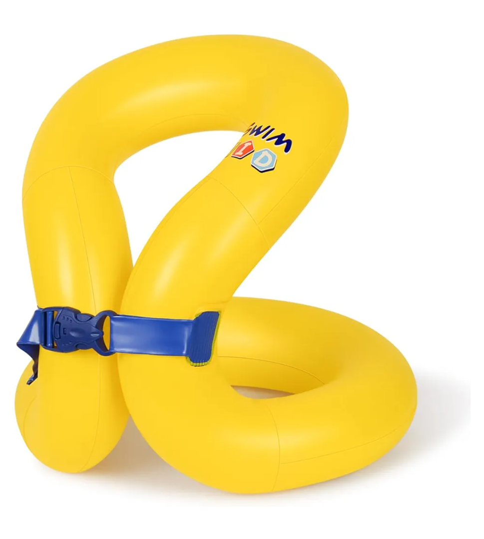 Kids Swimming Trainer Floaties for Boys and Girls 3-6yrs Old,Inflatable Swim Vest Sea for Children Beach Pool – Yellow Color– Learn to Swim Floaty for Weight 33-50lbs