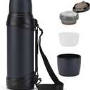 84oz/2.5L Large Coffee Thermoses for Travel Stainless Steel Large Flask with Handle for Hiking Fishing Camping (Navy Blue)