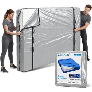 TICONN Mattress Bags for Moving, Heavy Duty Cali King Mattress Cover Storage Bag with Full-Around Handle and Adjustable Buckles (Gray, Cali King)