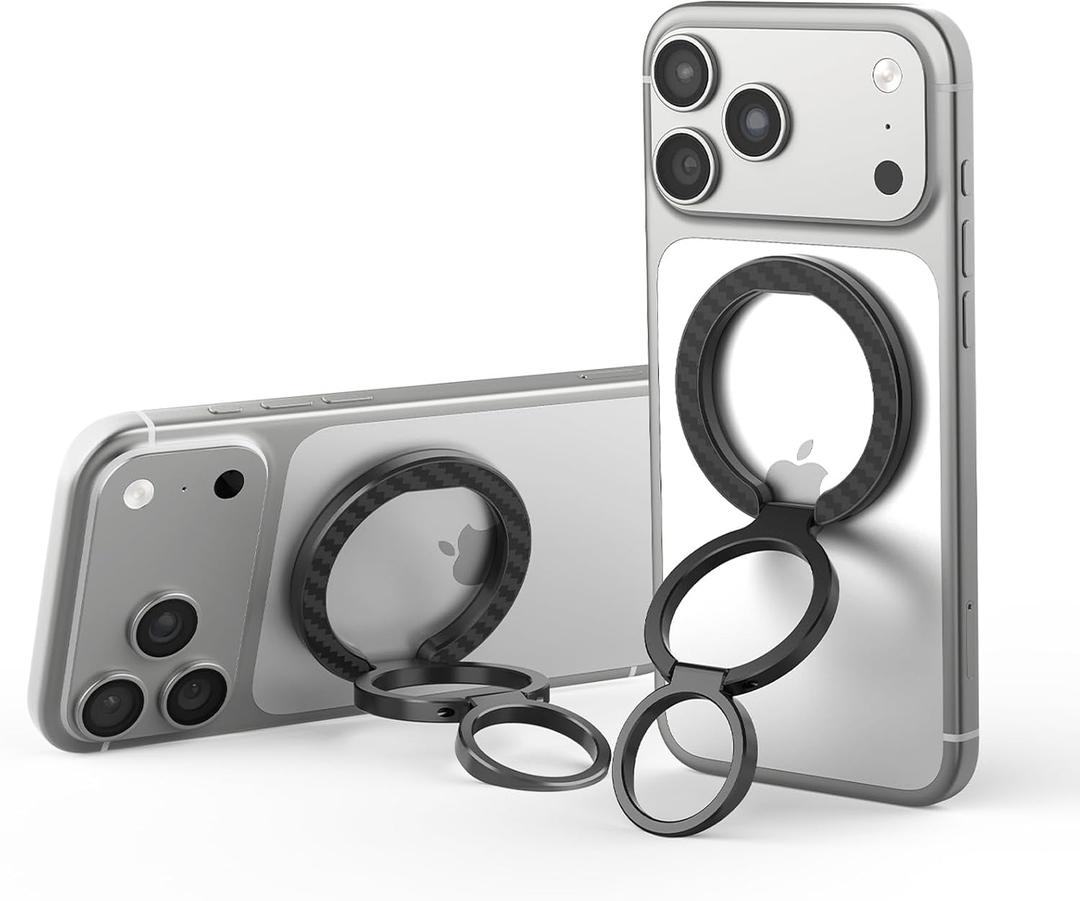 Nillkin FiberSnap Magnetic Phone Grip Ring Stand Holder, Removable Magsafe Phone Holder with Expanding Grip and Adapter Ring,360 Adjustable Kickstand Compatible with iPhone 17,16 Pro 15,14,13 (Black)