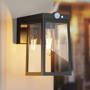 Solar Porch Lights Outdoor Motion Sensor, Wireless Solar Wall Lights with 2 Modes & Waterproof, Dusk to Dawn LED Outdoor Solar Lights for House, Exterior Front Porch Patio Fence Security Lamp (1 Pack, Black)