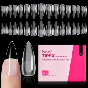 Beetles Tipex Instant Apex Nail Tips Halloween Nails, Stiletto Medium, 192 pcs 16 Sizes, Pre-Building Pre-Etched Strong Thicker Strong Acrylic Tips