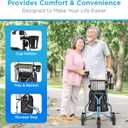 NOVA Traveler Folding 3-Wheel Walker with Tray, Basket, Pouch & Cup Holder, Lightweight Mobility Aid for Seniors & Adults, 8 All-Terrain Wheels for Tight Spaces & Travel, Sky Blue