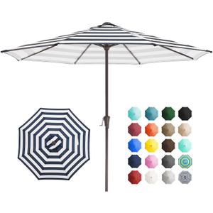 JEAREY 11' Patio Umbrellas Outdoor Table Market Umbrella w/Crank, 8 Sturdy Ribs, UV Protection Windproof for Garden, Deck, Backyard, Pool(Black Striped)