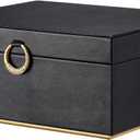 pickpiff 2 Layer Jewelry Box Organizer for Women, Jewelry Organizer with Handle & Removable Tray, Necklace Holder Ring Earring Storage, Velvet Lined Jewelry Case for Home or Travel, Gift Ready, Black