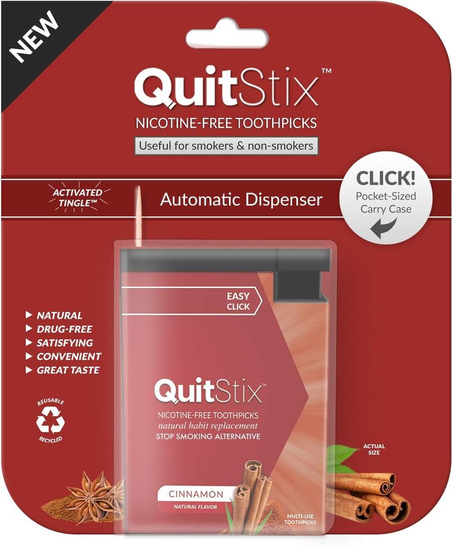 Craving Relief Toothpicks with Activating Tingle to Replace Cigarettes, Quit Smoking, Keeps Mouth Clean & Fresh, Perfect for Smokers & Non-Smokers (Cinnamon, 1 Pack)