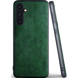 for Samsung Galaxy A35 Premium Leather Cover Retro Design Full Protective Phone Case for Samsung Galaxy A35 5G (Green, A35)