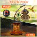 3 In 1 Bird Bath for Outside and Solar Bird Feeders Combo with Flower Planter Pedestal, 38" Metal Bird Baths Heavy Duty for Outdoors, Vintage Birdbaths for Garden Yard Lawn Decor -Waterproof