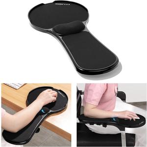 Omhuzsyo Upgraded Chair arm Mousepad, Adjustable Chair arm Wrist Support pad for Table and Chair, Elbow Computer Table Extender with Mouse Baffle to Prevent Falling, Ergonomic Design (Plastic), Medium