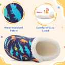 LeIsfIt Toddler Slippers Boys Girls Moccasin Slippers Kids Warm Slip-On House Shoes with Non-Slip Sole for Indoor & Outdoor (Dinosaur)