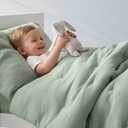 PHF Cotton Muslin Toddler Bedding Set, Soft 3 Piece Toddler Comforter Kids Bed Set, Green Bedding Set for Boys, 
Size	Toddler