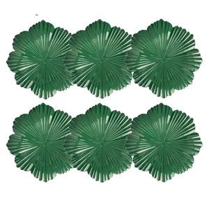 Green Charger Plates Flower Shape, 13 Inch.Set of 6 Plastic Decorative Plates for Table Setting, Party, Wedding.