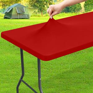 Homing Spandex Elastic Tablecloth for 6 Foot Rectangle Tables, Stretch Fitted Picnic Table Cover, Washable Patio Table Cloth for Outdoor, Camping, Party (Red, 30" x 72")