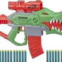 Nerf DinoSquad Rex-Rampage Motorized Dart Blaster, 10-Dart Clip, 20 Official Darts, 10-Dart Storage- T-Rex Dinosaur Design, Red, One Size