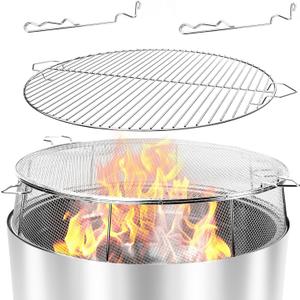 Uniflasy Fire Pit Shield and Cooking Grate for Solo Stove Yukon 27",304 Stainless Steel Spark Screen Cooking Grate for Backyard & Outdoor Fire Pits,Fire Pit Accessory Kits for Solo Stove Yukon