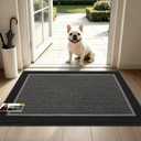 JSEI Dirt Trapper Door Mat 24"x36", Non-Slip Doormat,Black | Entryway Rugs Washable, Dirt Resistant and Absorbent Welcome Mat, Low Profile Floor Mats for Front Back Door and Entrance
