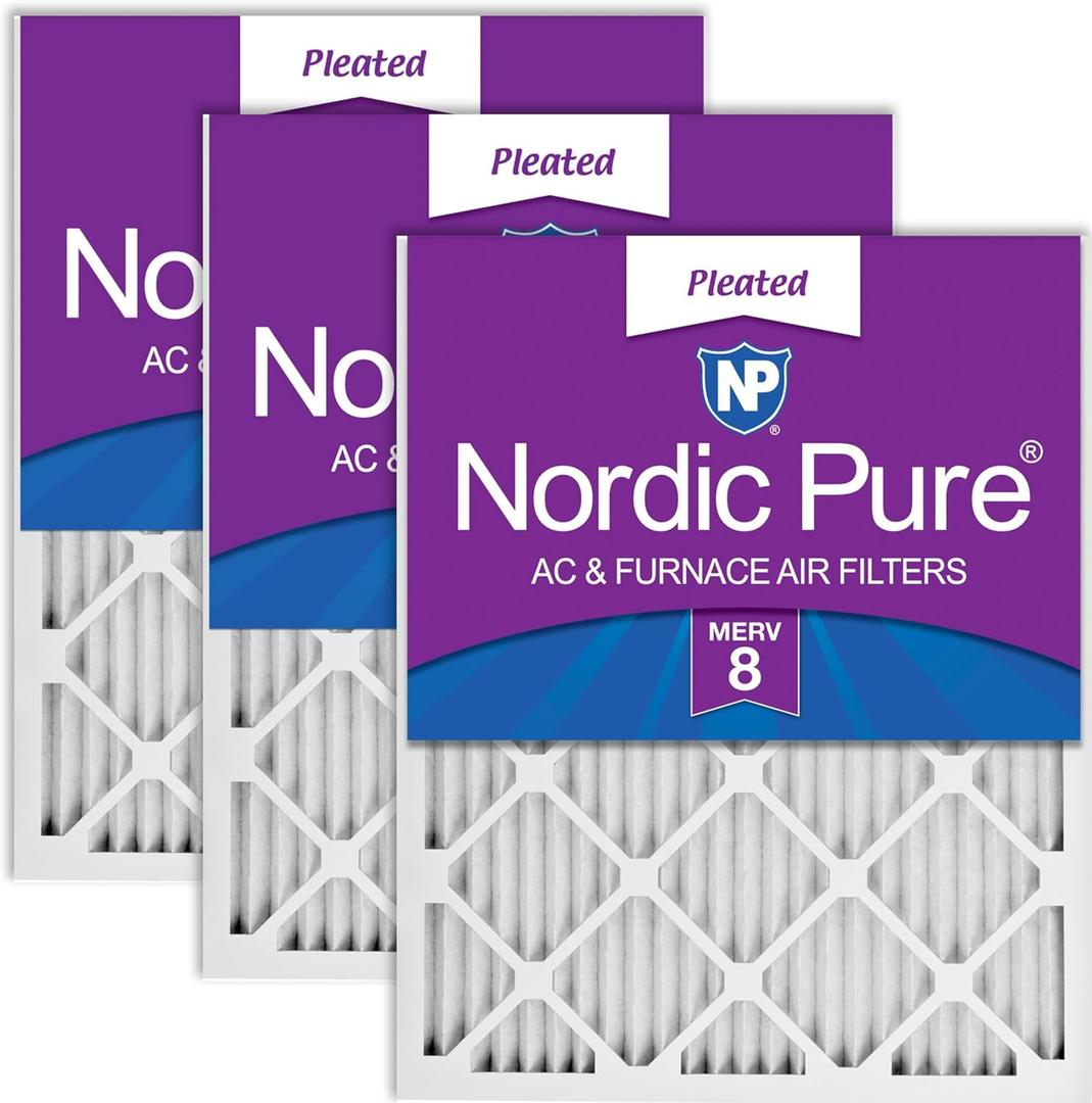 Nordic Pure 14x30x1 Pleated MERV 8 Air Filters 3 Pack
