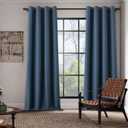 100% Blackout 132 Inch Curtains Extra Long Linen Look 11ft Length Drapes, Thermal Insulated Living Room High Ceiling Tall Cutains Grommet Window Panels, Denim Blue, W52 x L132, 2 Panels