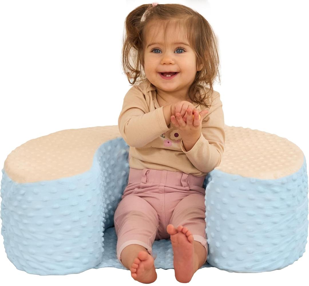 Baby Sit Up Pillow | Baby Pillow for Sitting Up | Comfortable Infant Seat for Early Sitting & Playtime | Soft & Stable Seat with Ring | Suitable from 4 Months (Blue)