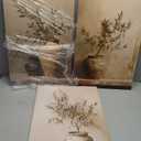3Pcs Framed Vintage Vase Canvas Wall Art Green Rustic Olive Branch Wall Decor Pictures Antique Still Life Plant Posters Paintings Prints for Bedroom Living Room Kitchen Artwork Home Decoration