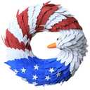Americana Patriotic July 4th Wreath, Handcrafted Memorial Day Wreath Festival Decoration,Independence Garland with Red White Blue,Front Door Wall Home Decor, -9.45 inch