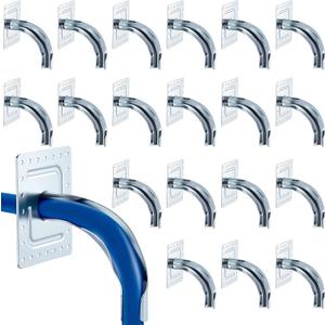 Pack of 20 Pex Tubing Bend Support Mounting Plate, Galvanized Metal, Provides 90 Degree Turns for Pex Pipes (1/2 Inch)