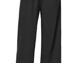 keriffe Summer Outfits Flowy Palazzo Pants for Women High Waisted Wide Leg Beach Casual Vacation Pants Trousers Pockets (Large, Black)