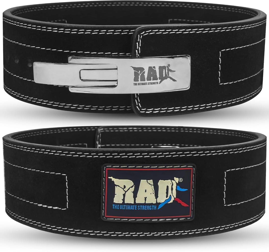 RAD Lever Weight Lifting Gym Belt for Men & Women Size 63 TO107 CM,Thick 10MM & Width 4 Inch Lever Powerlifting Belts for Women Dead Lift Workout Belt Leather Weight Lifting Lever Gym Squat Belt (Small, Black)