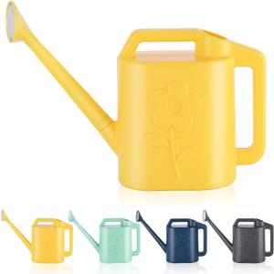 2 Gallon Watering Can for Indoor Plants, Garden Watering Cans for Outdoor Plant House Flower, Modern Plant Watering Can Large Long Spout with Sprinkler Head (Yellow)