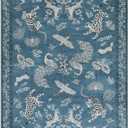 Moynesa Vintage Blue Area Rugs 8x10, Washable Boho Animal Rug for Living Room, Bedroom, Dining Room, Large Low Pile Soft Non Slip Retro Indoor Floor Carpet (8x10 Blue)