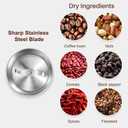 Secura Electric Coffee Grinder and Spice Grinder with Stainless Steel Blades, 1 Removable Bowl, Stainless
