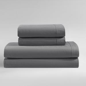 Calvin Klein - Queen Sheet Set, Crisp & Tailored Cooling Sheets with a Cotton Percale Lightweight Feel, Deep Pockets - Bed Sheets with Matching Pillowcases & Fitted Sheet (Washed Percale Graphite)