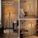Tripod Floor Lamp for Living Room, Boho Bamboo Standing Lamp