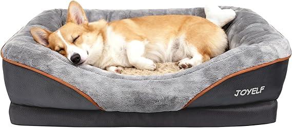 JOYELF Medium Memory Foam Dog Bed Orthopedic Dog Bed & Sofa with Removable Washable Cover and Squeaker Toy as Gift, 31x22in