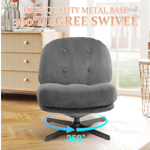 HollyHOME Modern 360°Swivel Accent Chair, Upholstered Comfy Reading Chair, Fabric Lazy Chair with Soft Cushion, Metal Frame Lounge Sofa Chair for Living Room, Bedroom, Balcony, Dark Grey