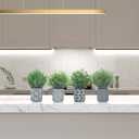 4 Pack Small Fake Plants, Fake Grass Plant, Artificial Boxwood & Rosemary, Lavender with Geometric Pattern Cement Pots, Small Potted Faux Greenery for Home Decor, Office, Indoor&Outdoor Decor