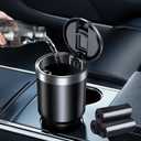 Mini Trash Can for Car with Lid, Small Car Trash Can Cup Holder with 45pcs Trash Bag, Garbage Can Front Seat Accessories for Women Men Vehicle Automotive Trash Can/Garbage Bin Black