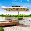 10x13 FT Patio Umbrella, Large Cantilever Rectangular Double Top Heavy Duty Offset Umbrellas with 360 Rotation, Outdoor shade for Garden Deck Pool Patio, Beige
