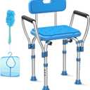 Shower Chair for Inside Shower with Arms and Back, FSA/HSA Eligible 500lbs Stainless Steel Shower Seat for Bathtub, Height Adjustable Safety Shower Chair for Elderly & Disabled, Adults