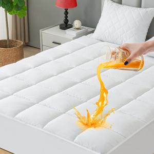 GOGREEN Waterproof Extra Thick Mattress Topper Cal King Size, Breathable Pillow Top Mattress Pad Cover Down Alternative Overfilled Plush Soft Bed Protector with 8-16 Inch Elastic Deep Pocket